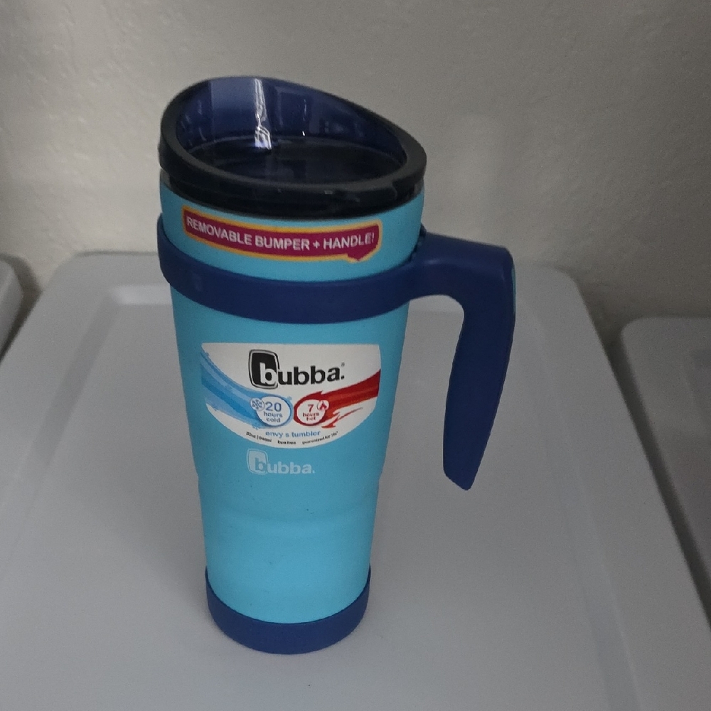 Light Blue Travel Tumbler with Handle